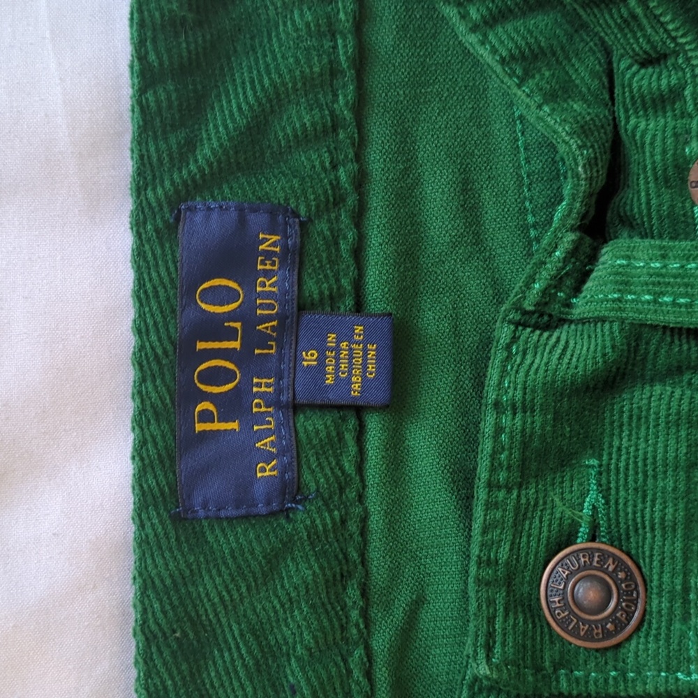Polo Ralph Lauren Green Corduroy Pants Size 16 - Picture 2 of 6